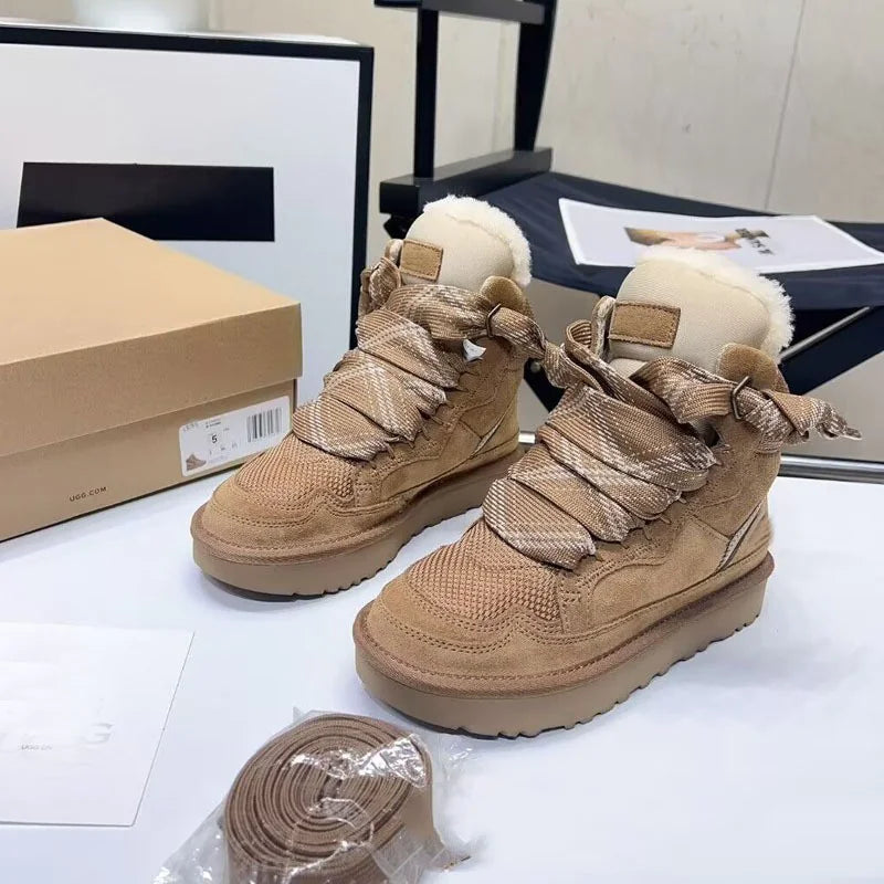 Dames Suede Lace-Up Platform Sneakers