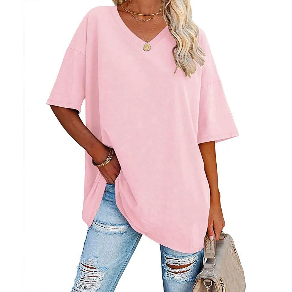 Dames Loose Fit V-Neck Shirt