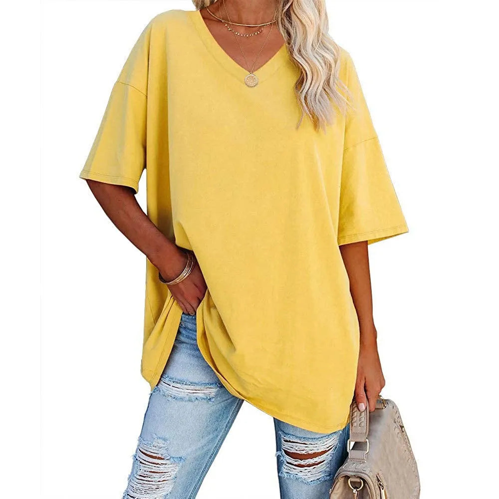 Dames Loose Fit V-Neck Shirt