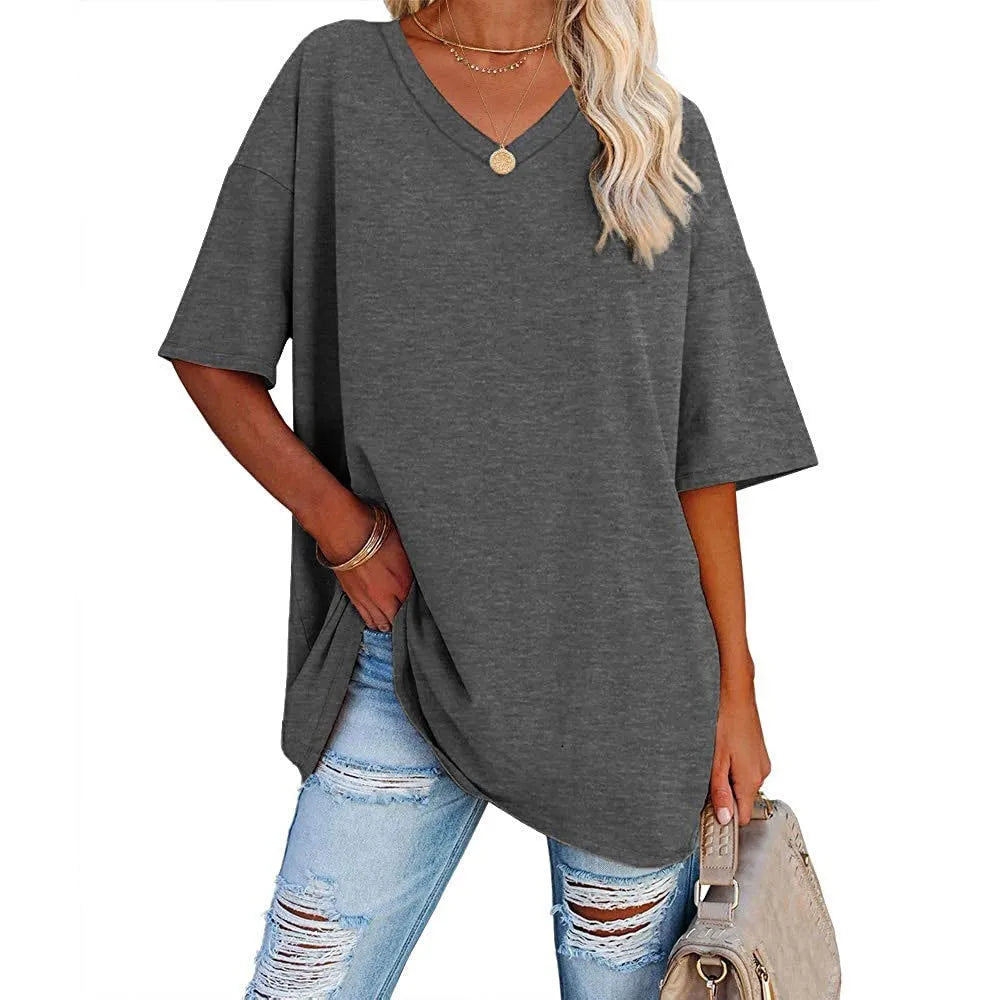 Dames Loose Fit V-Neck Shirt