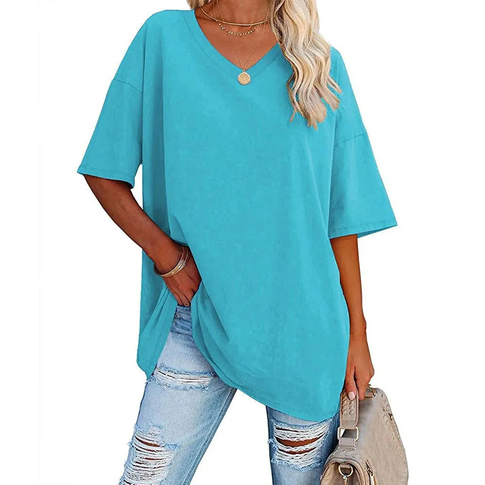 Dames Loose Fit V-Neck Shirt
