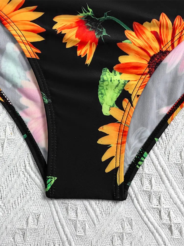 Dames Fleurige High-Waist Bikini