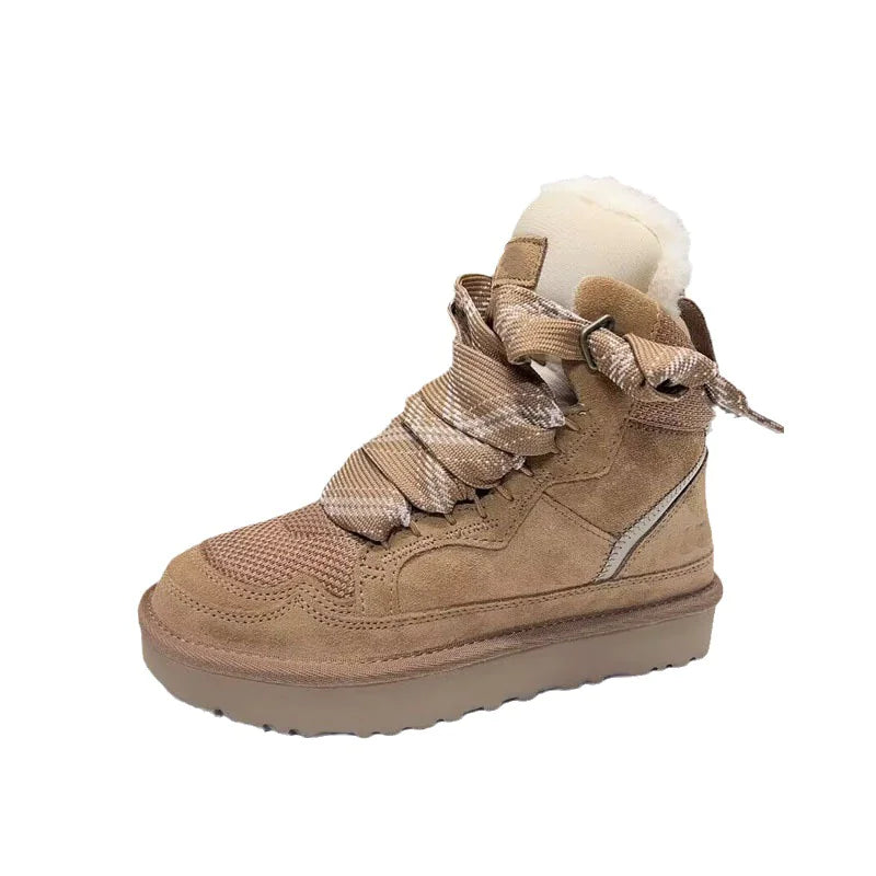 Dames Suede Lace-Up Platform Sneakers