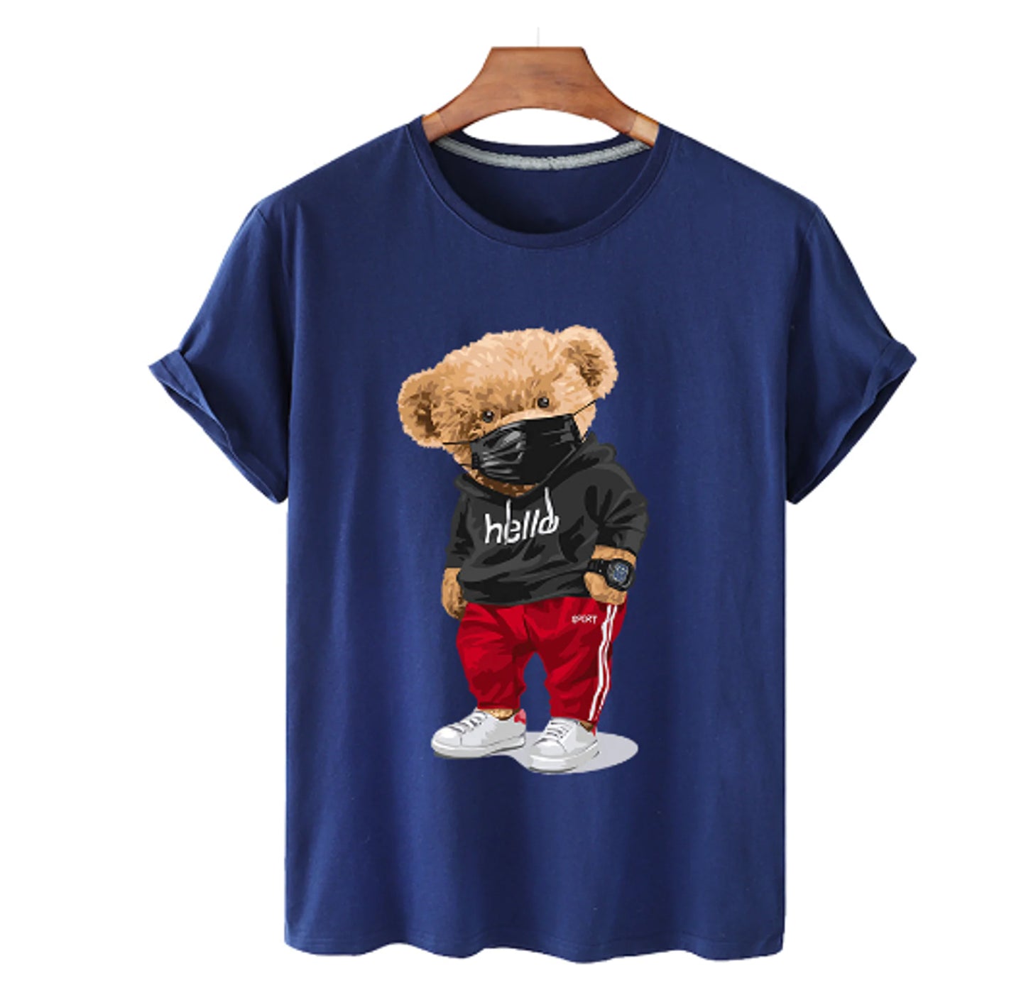 Heren Katoenen T-shirt Bear Print