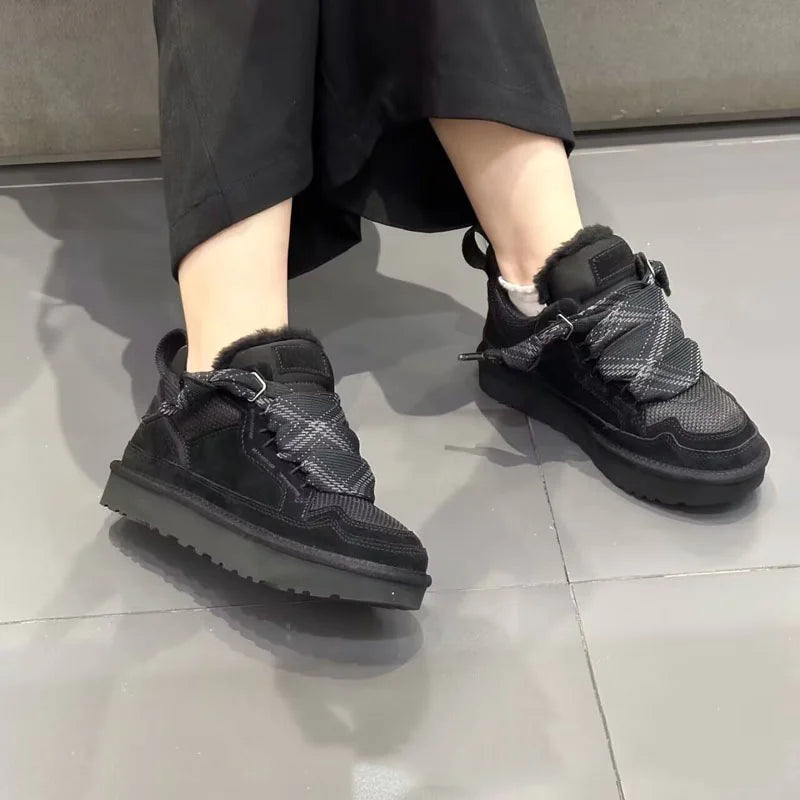 Dames Suede Lace-Up Platform Sneakers