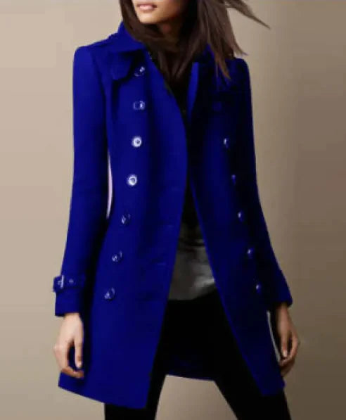 Dames Wollen Trench Coat Jas
