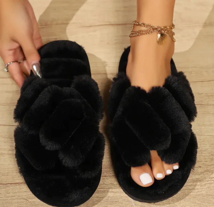 Dames Fluffy Anti Slip Comfort Slippers