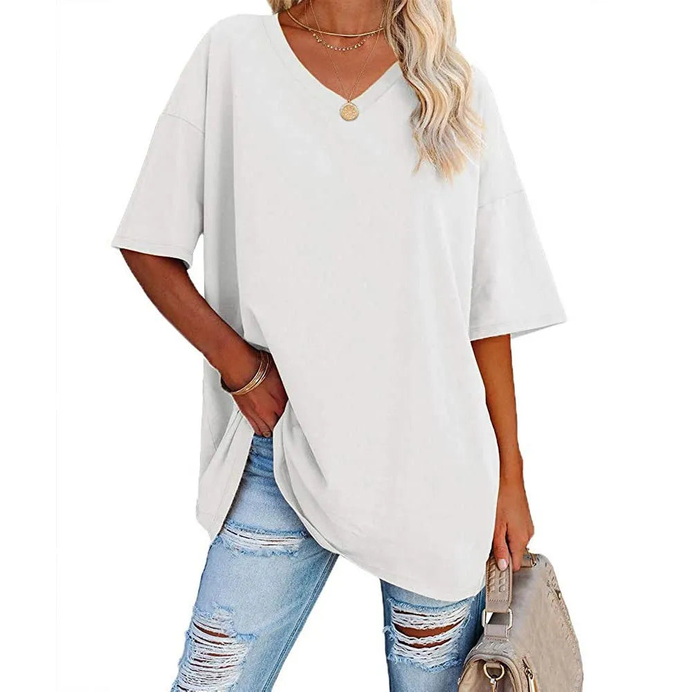 Dames Loose Fit V-Neck Shirt
