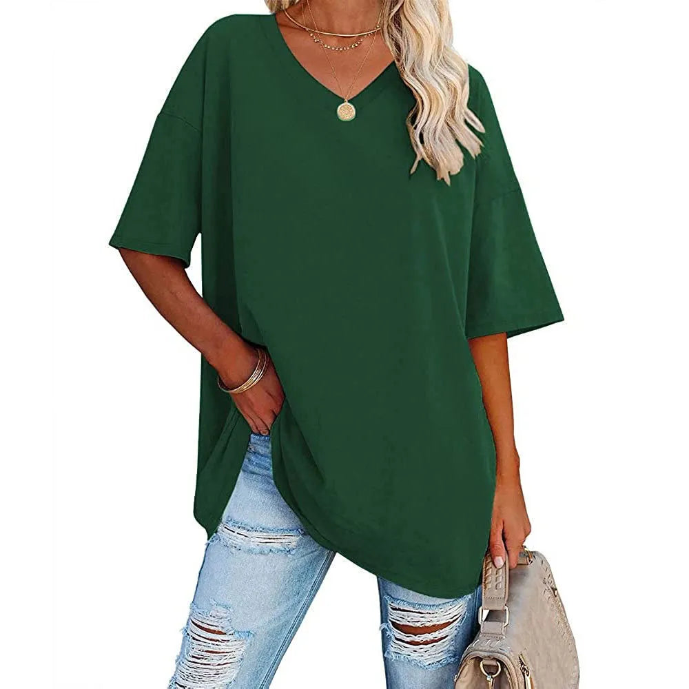 Dames Loose Fit V-Neck Shirt