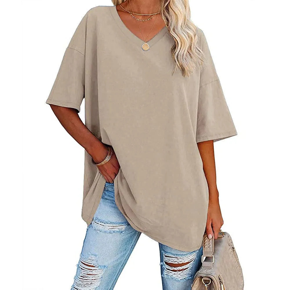 Dames Loose Fit V-Neck Shirt