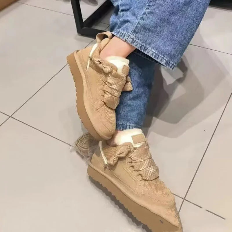 Dames Suede Lace-Up Platform Sneakers