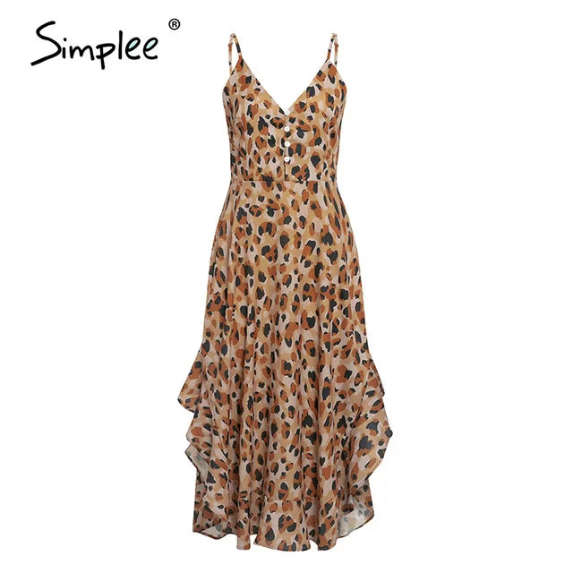Dames Fleurige Luipaard Print Jurk