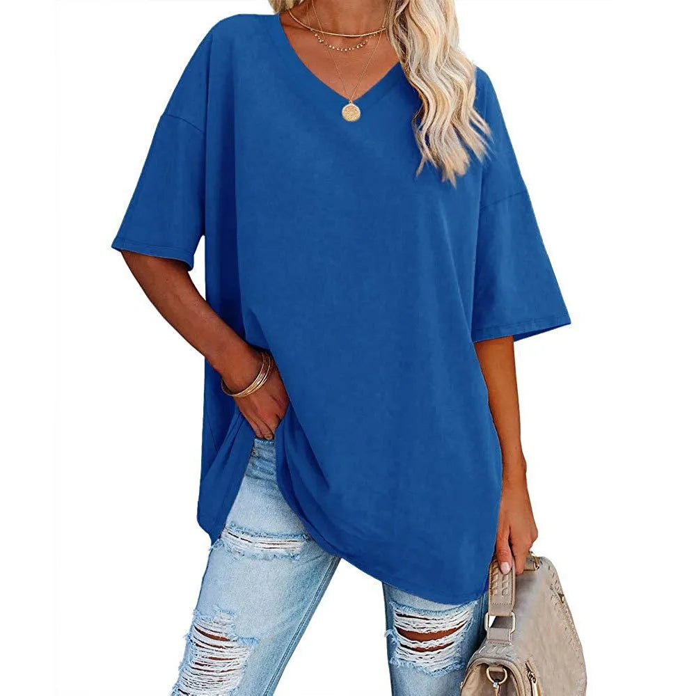 Dames Loose Fit V-Neck Shirt