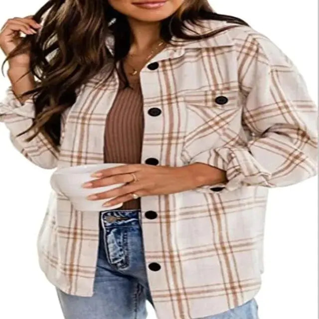 Dames Casual Flanel Shirt/ Blouse