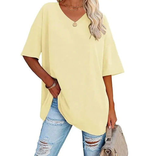 Dames Loose Fit V-Neck Shirt