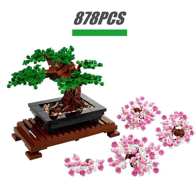 Bonsai Boom Bloemen Bouw Stenen Model