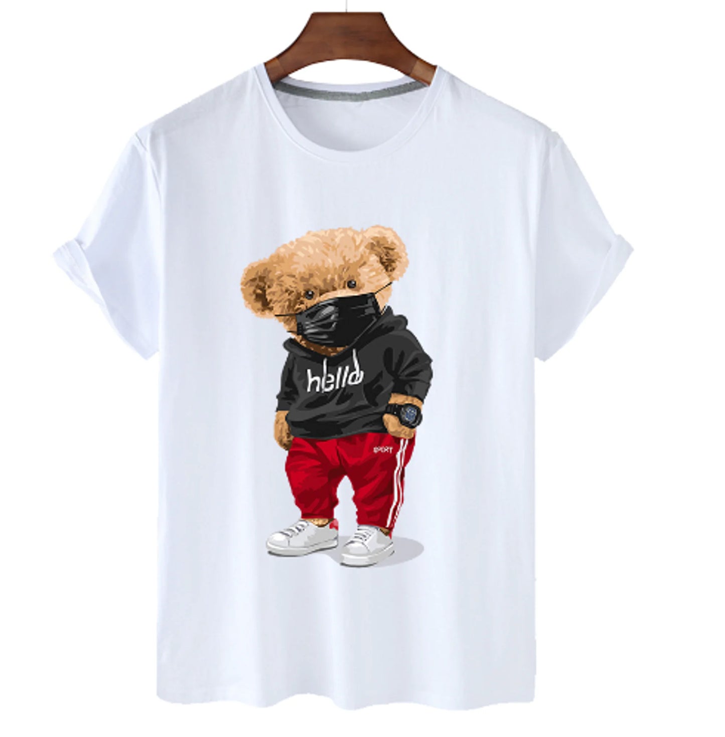 Heren Katoenen T-shirt Bear Print