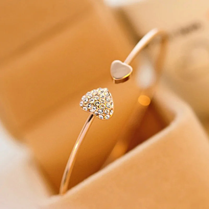 Kristal Dubbel Hart Armband