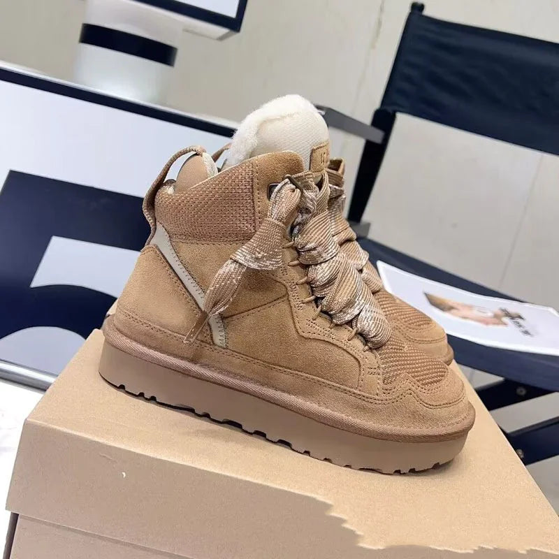 Dames Suede Lace-Up Platform Sneakers