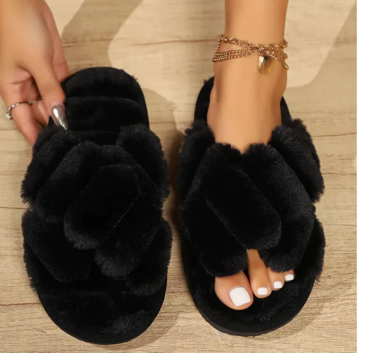 Dames Fluffy Anti Slip Comfort Slippers