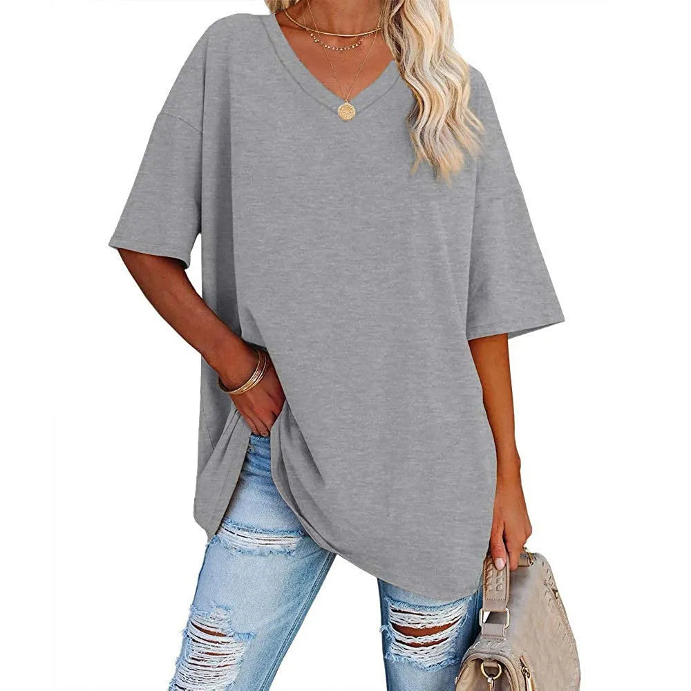 Dames Loose Fit V-Neck Shirt