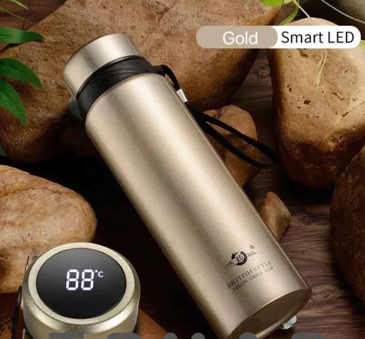 Gouden Thermosfles met Led display
