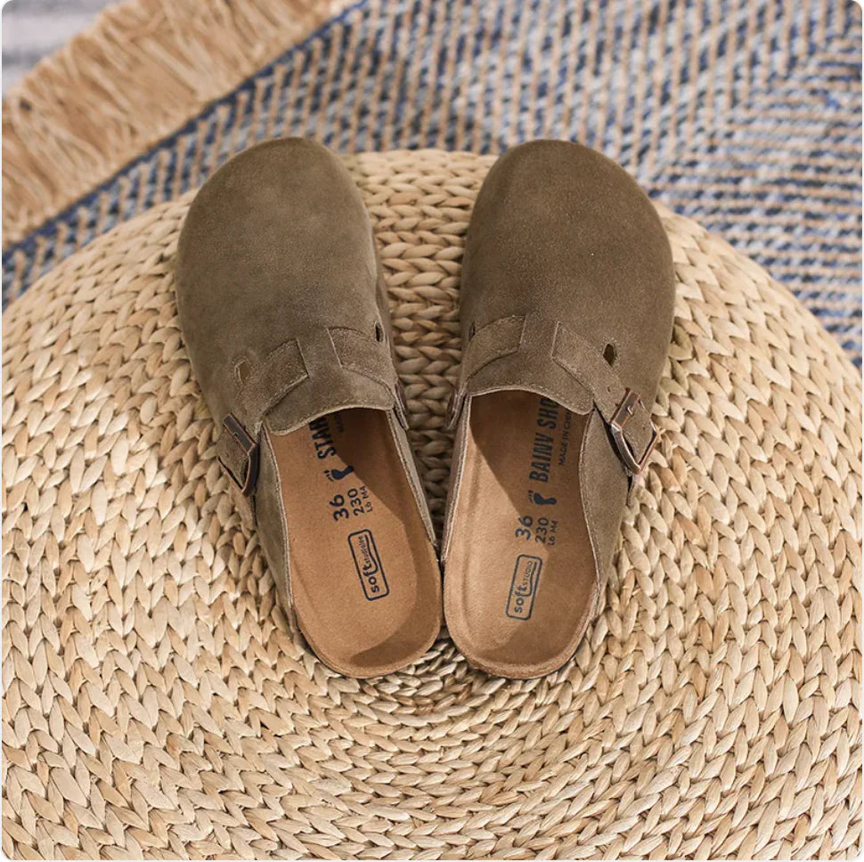 Dames en Heren Retro Leren Slippers