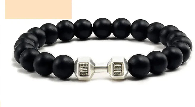Dumbbell Lava Steen Heren Armband
