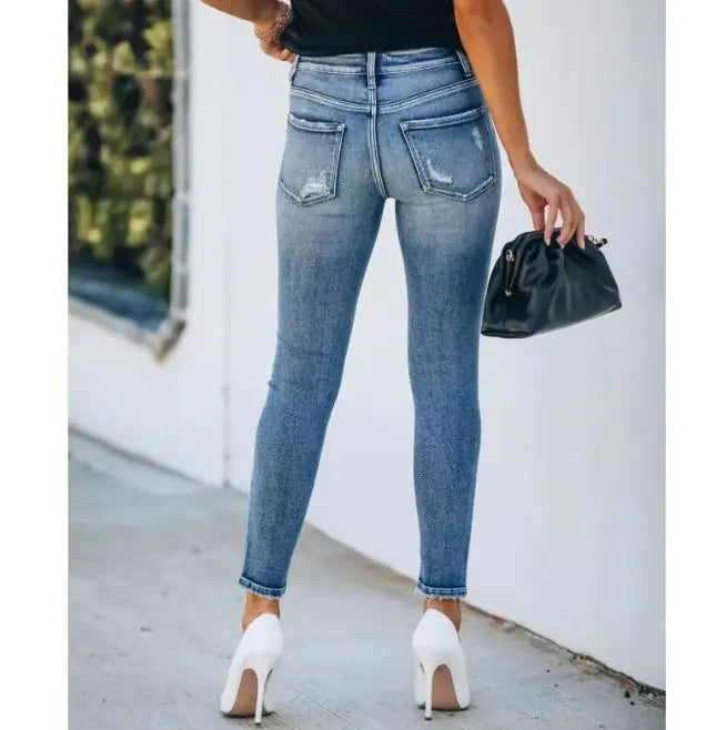 Dames Stretch Slim-fit Ripped Jeans