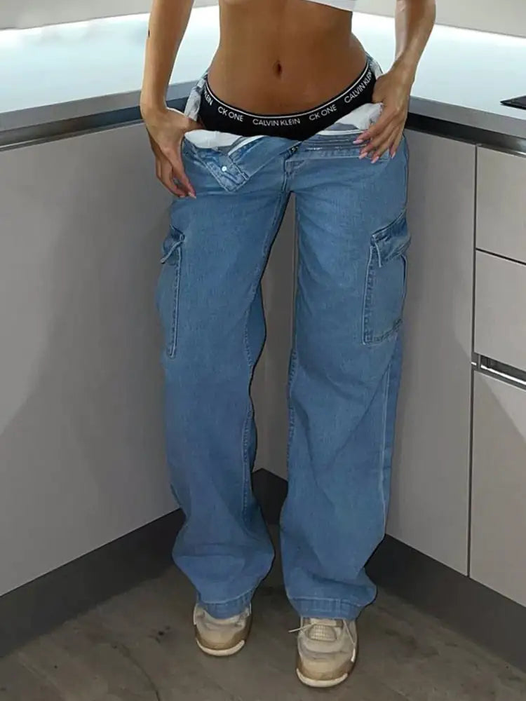 Dames High Waist Cargo Broek