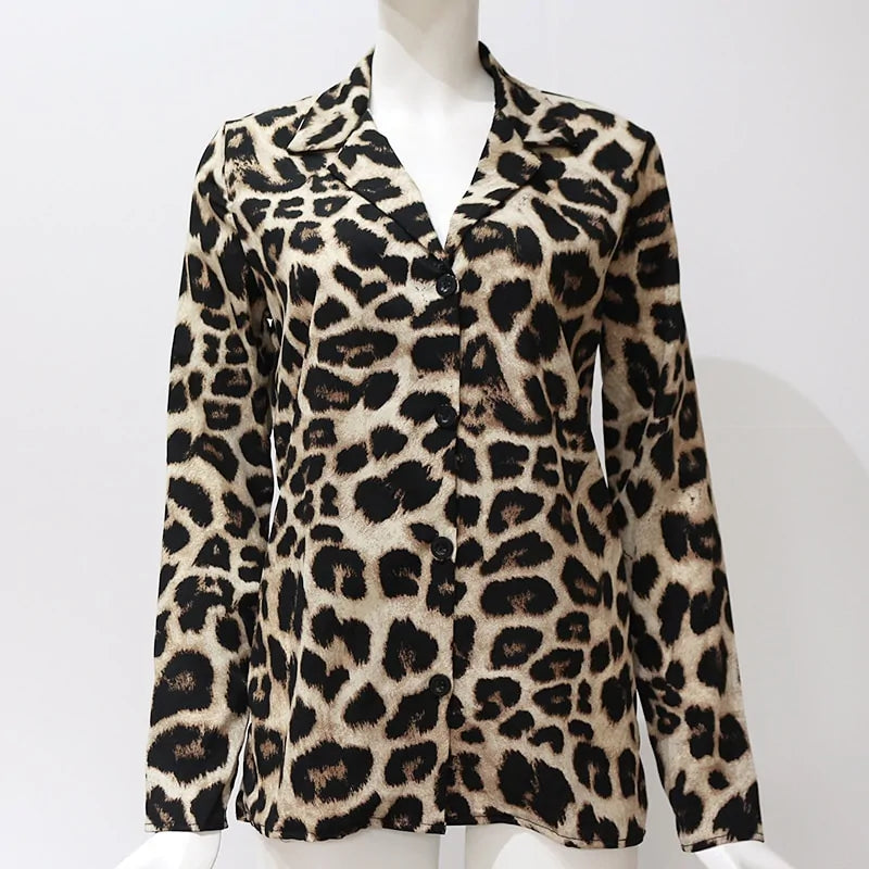 Dames Luipaard Print Chiffon Blouse