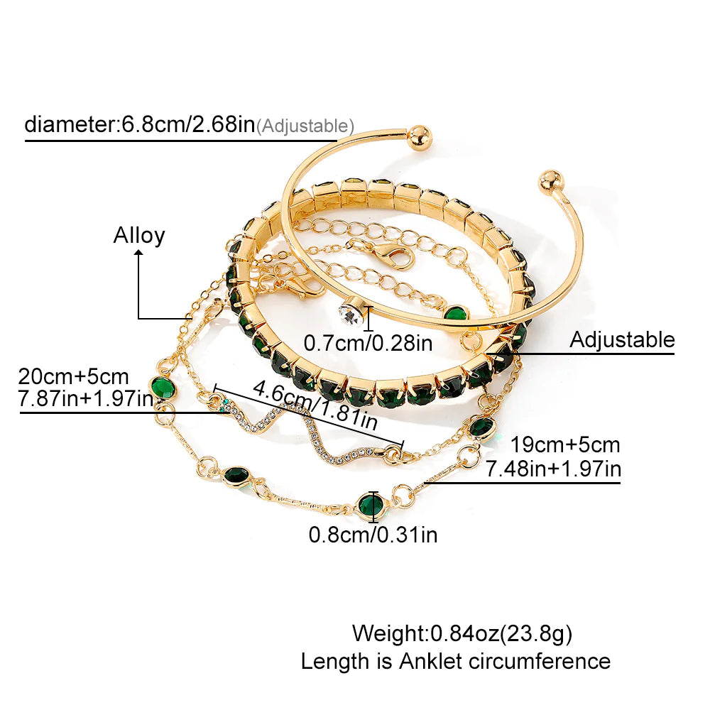 Armbanden set groen kristal
