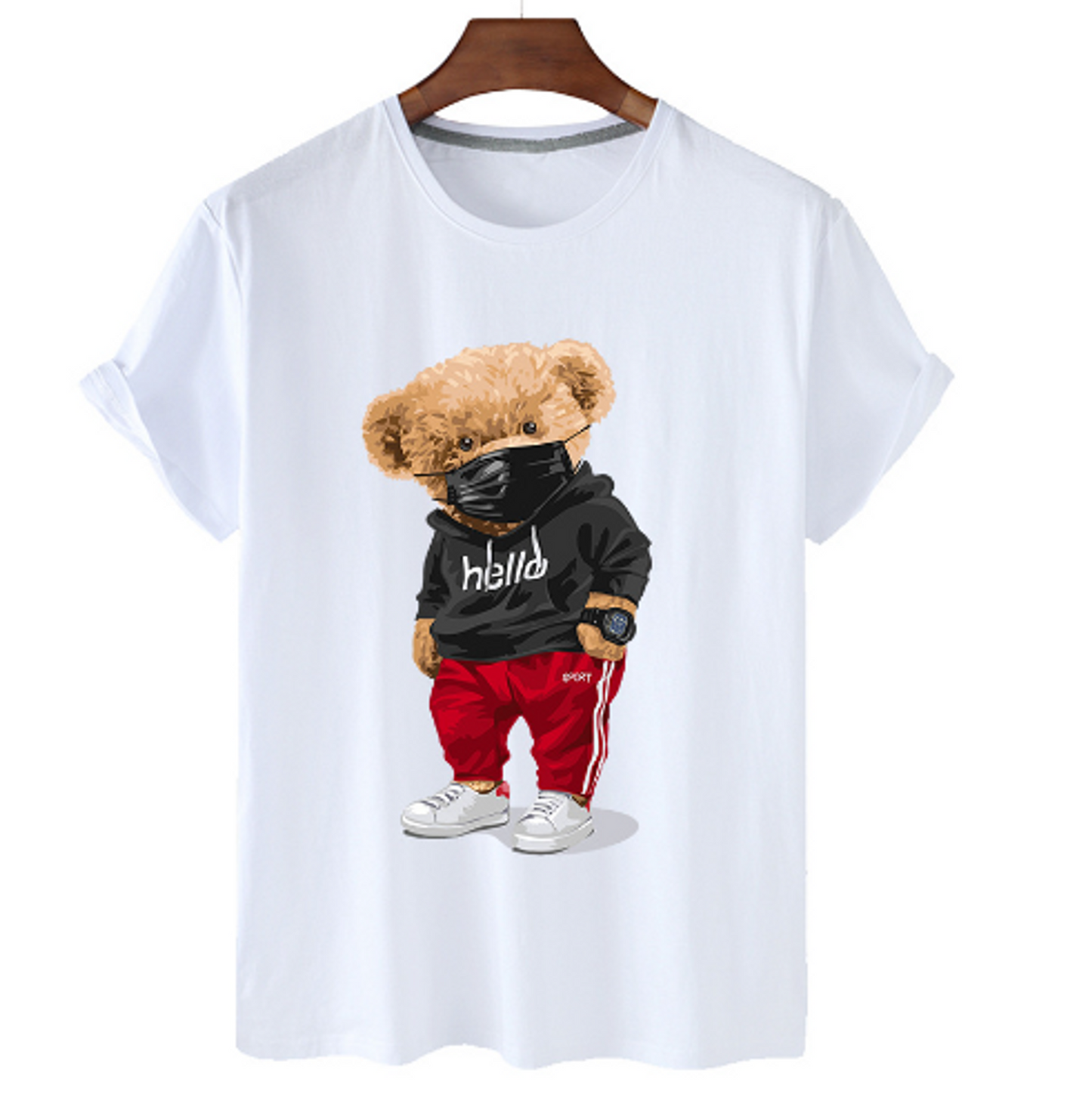 Heren Katoenen T-shirt Bear Print