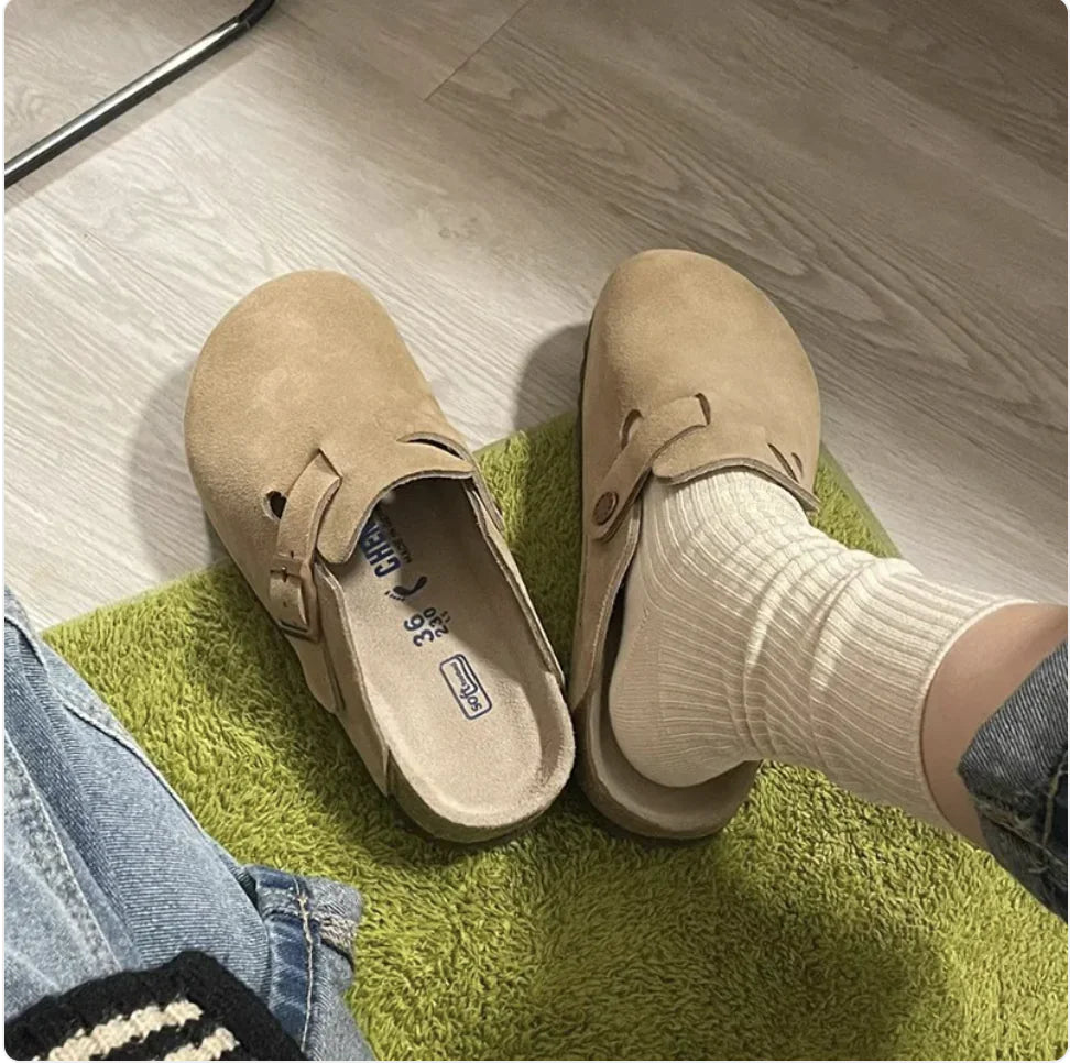 Dames en Heren Retro Leren Slippers