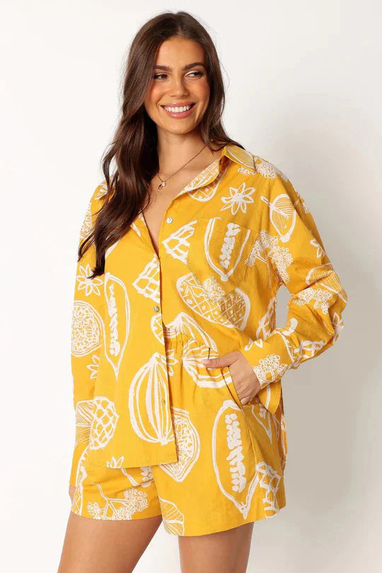 Dames Fruit Print Cardigan Set