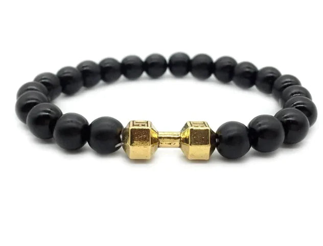 Dumbbell Lava Steen Heren Armband