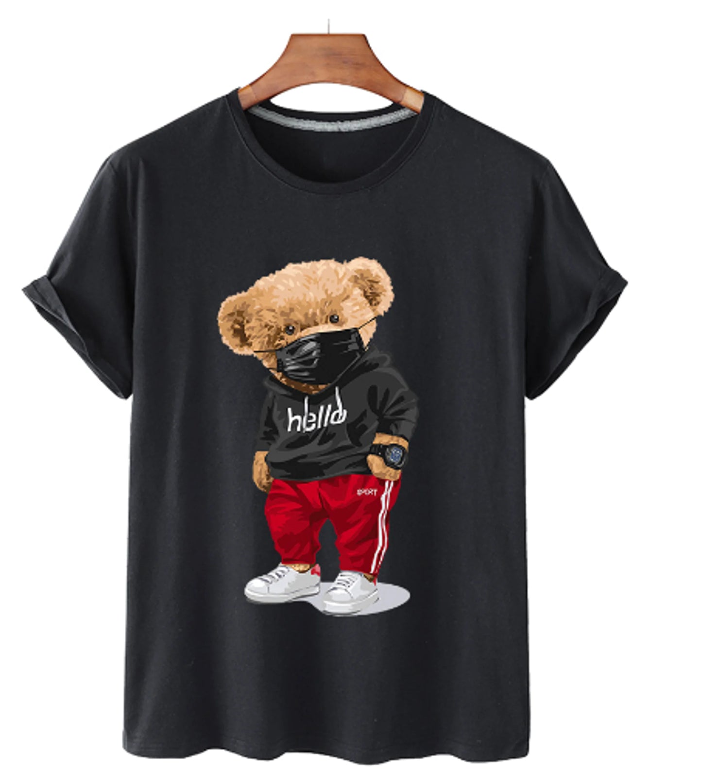 Heren Katoenen T-shirt Bear Print