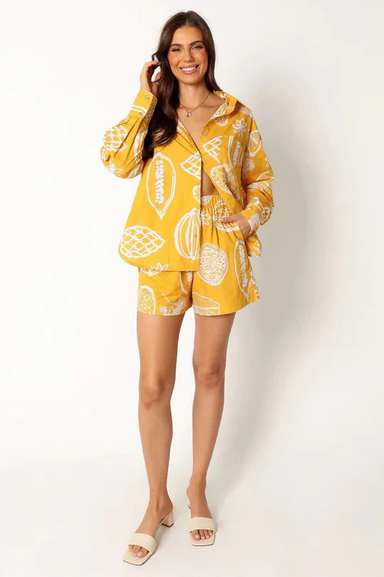 Dames Fruit Print Cardigan Set