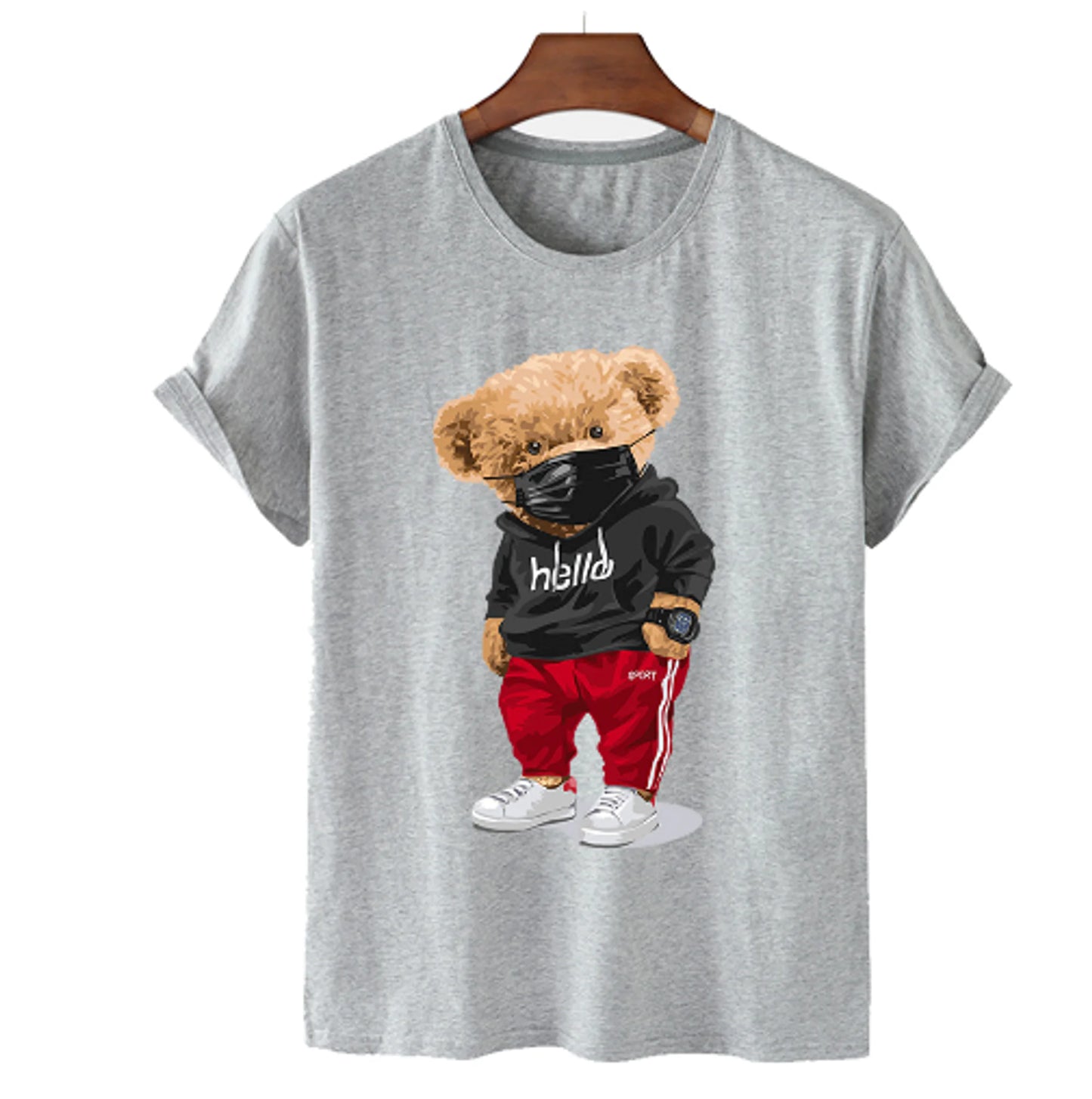 Heren Katoenen T-shirt Bear Print
