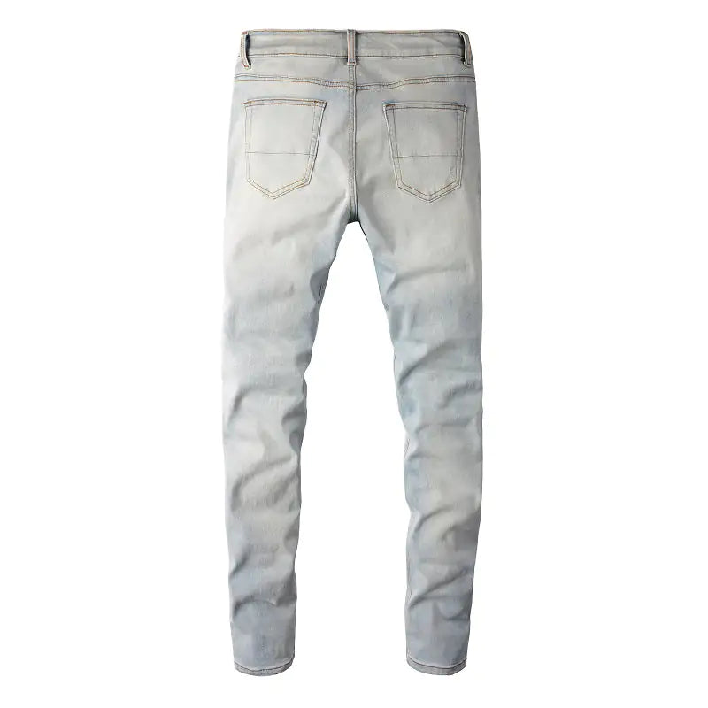 Unisex Retro Washed Stretch Skinny Fit Ripped Jeans
