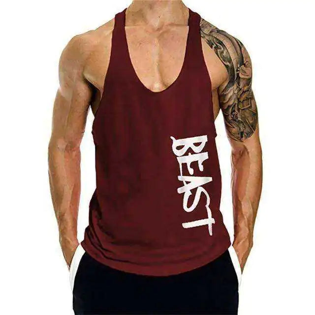 Heren Fitness Shirt Beast Print