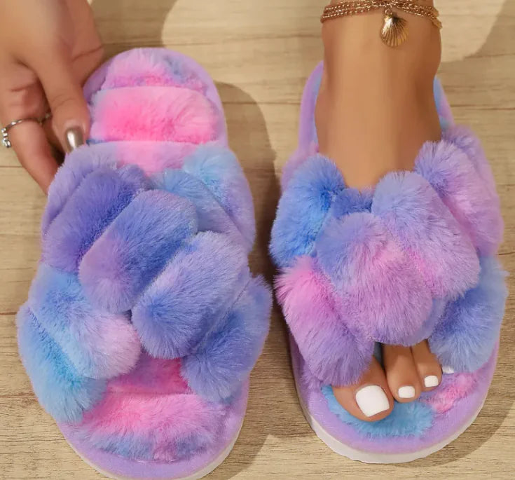 Dames Fluffy Anti Slip Comfort Slippers