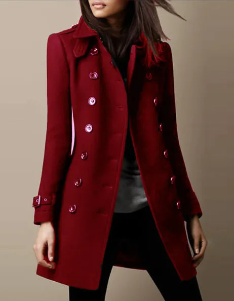 Dames Wollen Trench Coat Jas