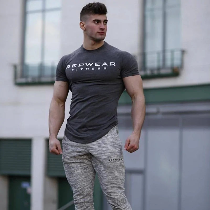 Heren T Shirt Fitness Short Sleeve