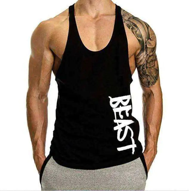 Heren Fitness Shirt Beast Print