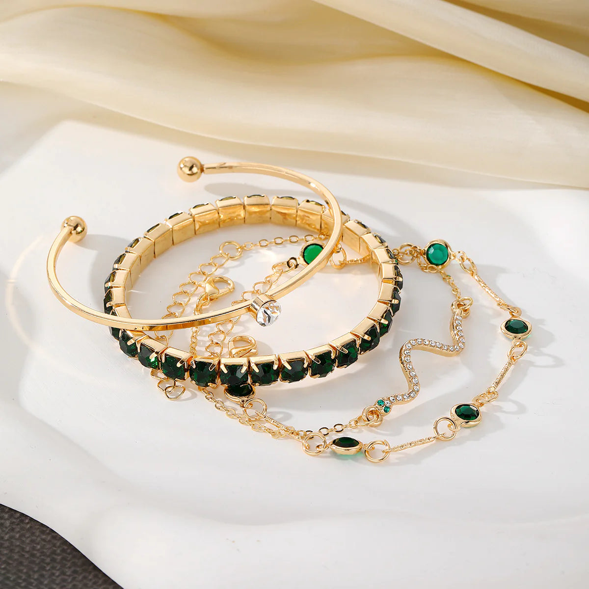 Armbanden set groen kristal