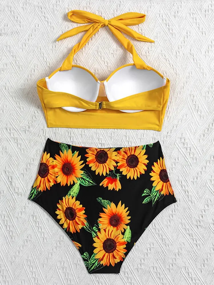 Dames Fleurige High-Waist Bikini