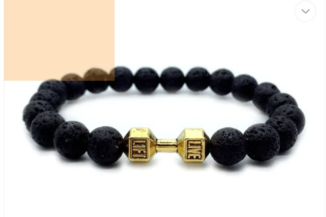 Dumbbell Lava Steen Heren Armband