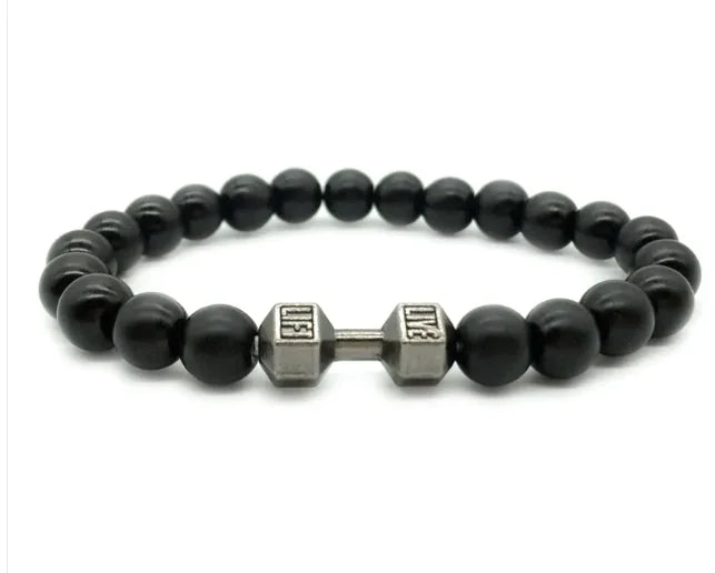 Dumbbell Lava Steen Heren Armband