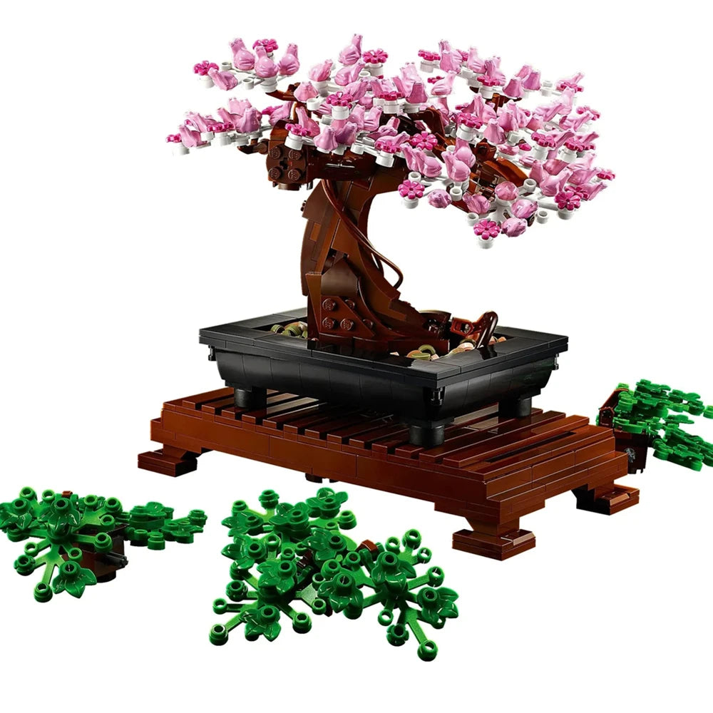 Bonsai Boom Bloemen Bouw Stenen Model